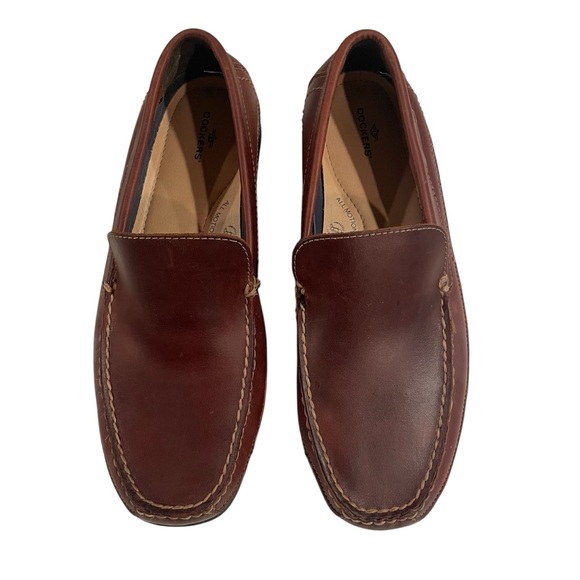 Dockers Men’s Leather Slip On Loafers Size 10.5 Rust Brown *Note Pictures* - Picture 1 of 13
